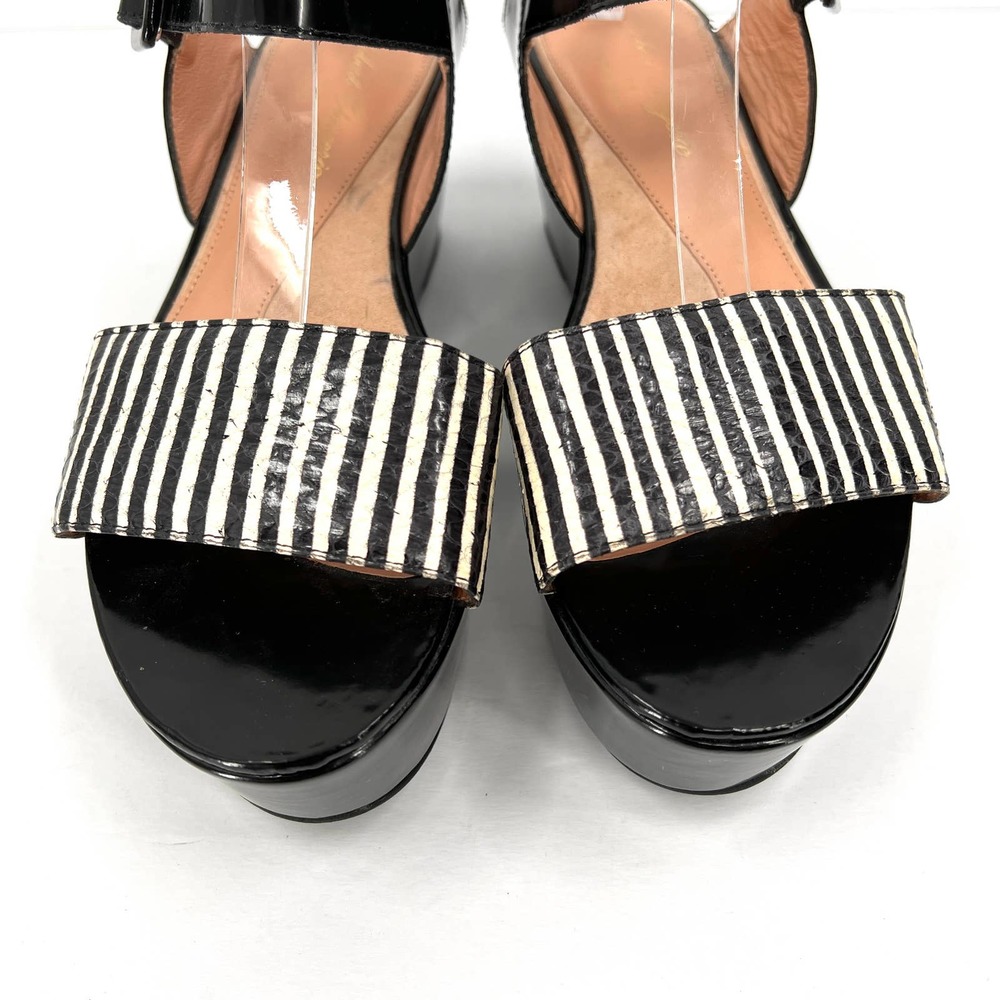 ROBERT CLERGERIE Shoes Womens 39 Black Cream Platform Flatform Chunky Sandal - Picture 3 of 10